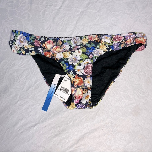 NWT Lucky Brand Late Bloomer Side Dash Bikini Bottom Floral Small Hipster Y2K - Picture 4 of 10